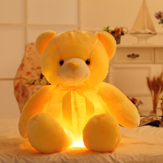 Creative Light Up LED Teddy Bear Stuffed Animals Plush Toy Colorful Glowing Christmas Gift For Kids Pillow