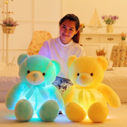 Creative Light Up LED Teddy Bear Stuffed Animals Plush Toy Colorful Glowing Christmas Gift For Kids Pillow
