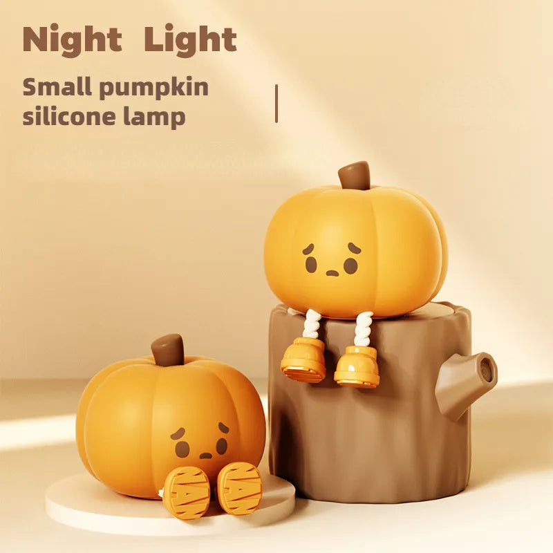 Cute Halloween Pumpkin Silicone Night Light – Rechargeable, Dimmable & Kid-Safe